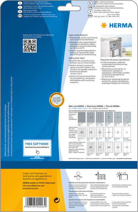 Produktbild HERMA Typenschild Etiketten A4