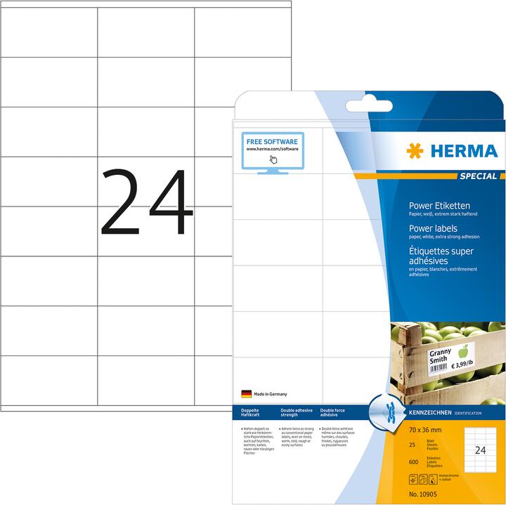 Actual product image HERMA Power labels A4