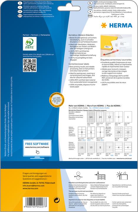 Actual product image HERMA A4 correction and cover labels