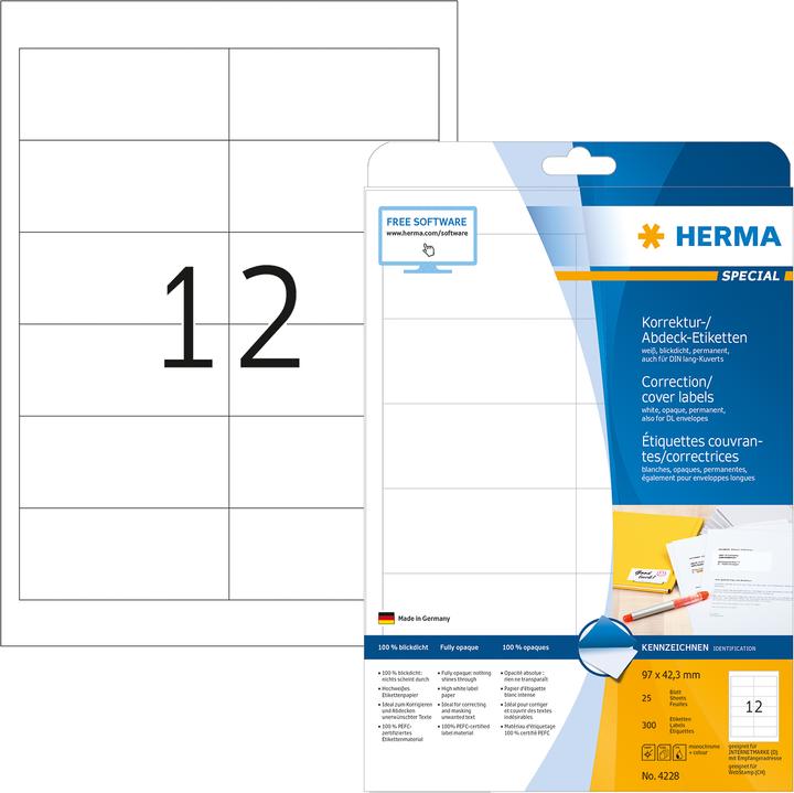 Produktbild HERMA Korrektur- und Abdeck-Etiketten A4