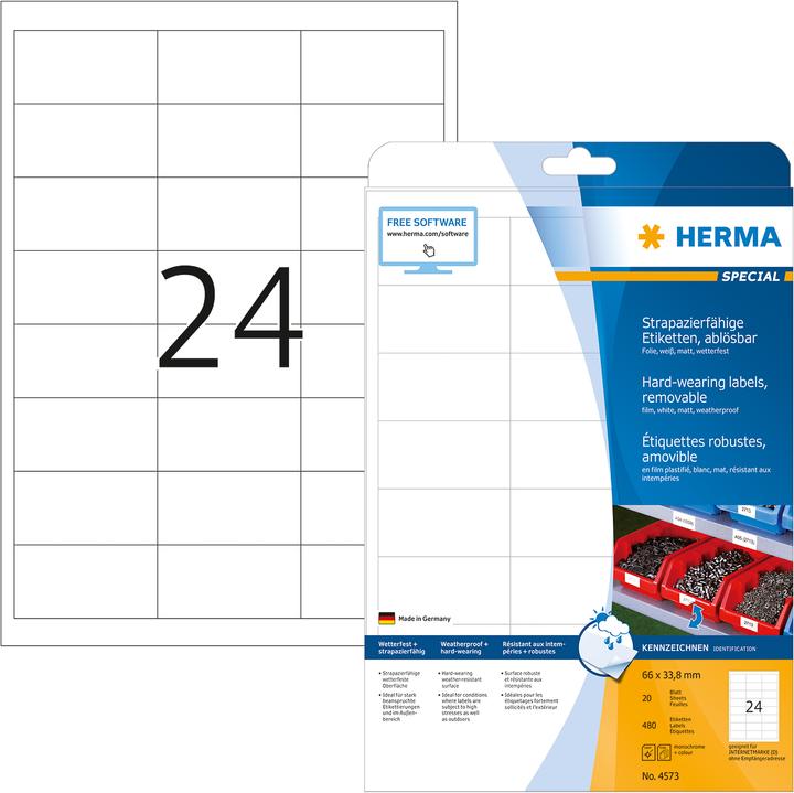 Immagine prodotto HERMA Etichette resistenti alle intemperie A4 rimovibili