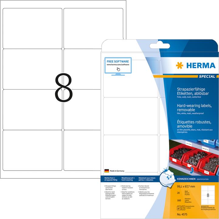 Actual product image HERMA Weatherproof labels A4 removable