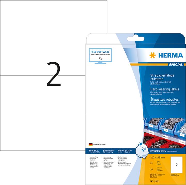 Actual product image HERMA Weatherproof shipping labels A4