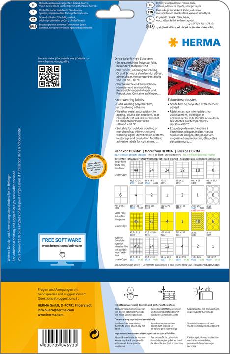 Actual product image HERMA Weatherproof shipping labels A4