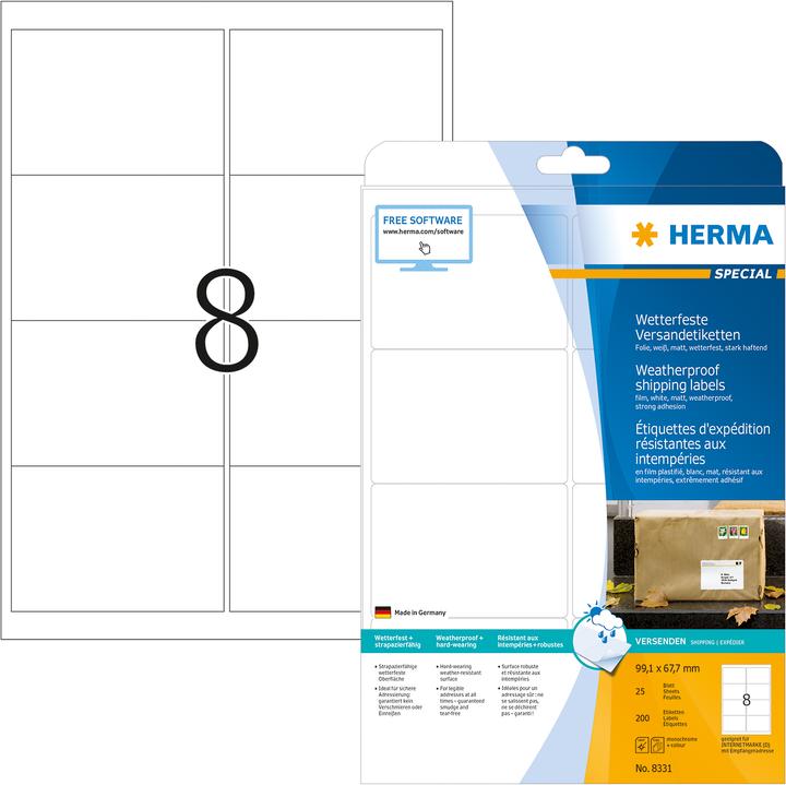 Actual product image HERMA Weatherproof shipping labels A4