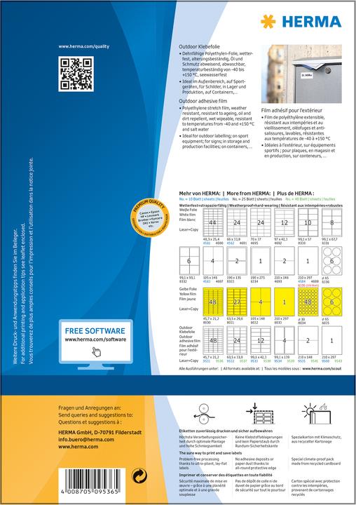 Actual product image HERMA Weatherproof labels A4