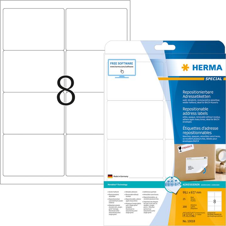 Produktbild HERMA Ablösbare Etiketten A4