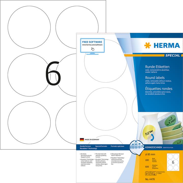 Produktbild HERMA Ablösbare Etiketten A4