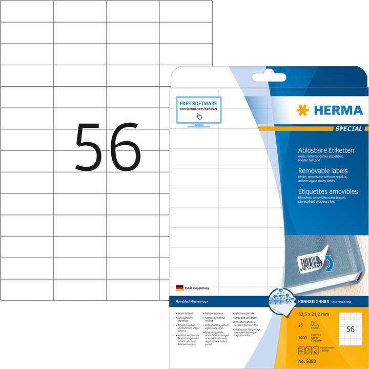 Actual product image HERMA A4 removable labels