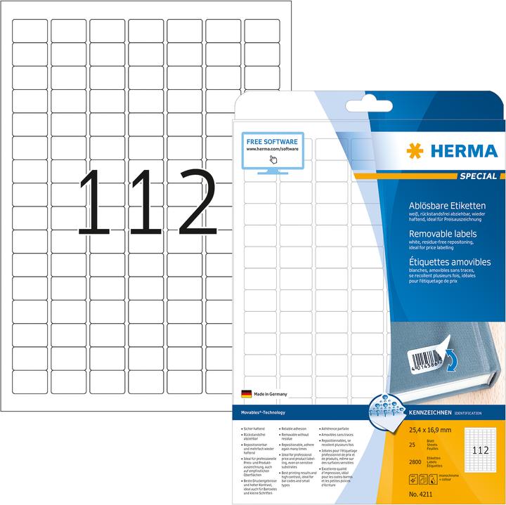 HERMA A4 removable labels