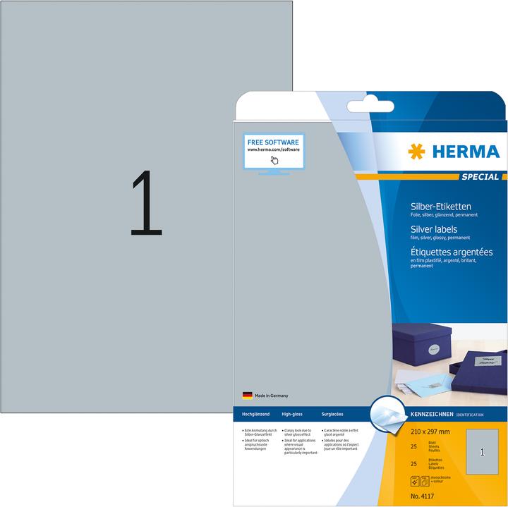 Produktbild HERMA Wetterfeste farbige Etiketten A4