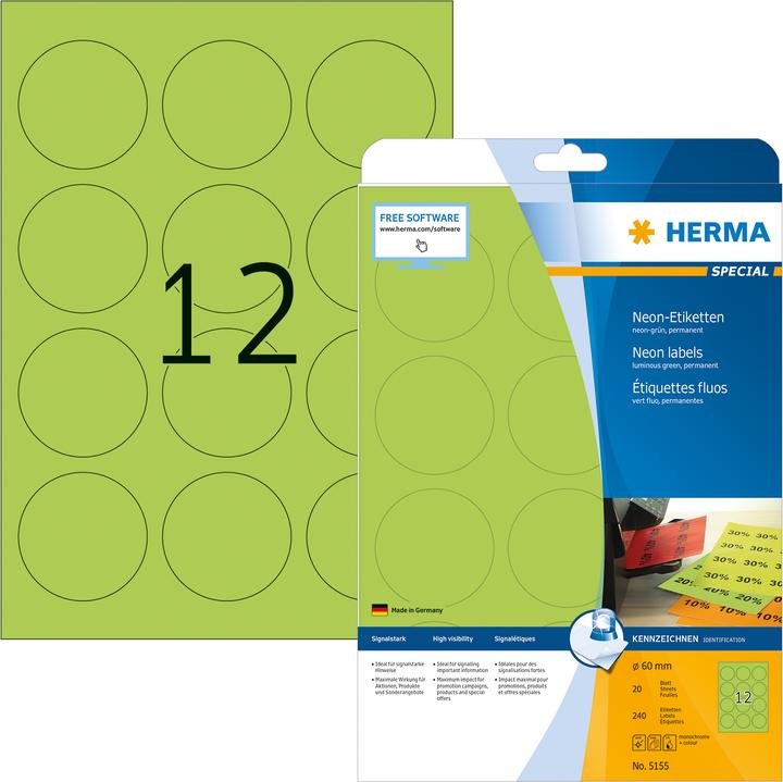Produktbild HERMA Neon Etiketten A4