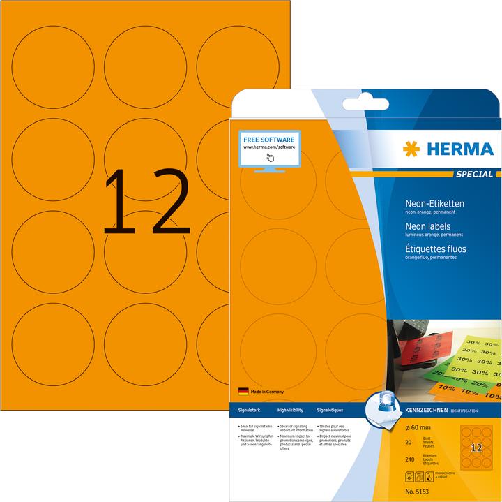 Produktbild HERMA Neon Etiketten A4