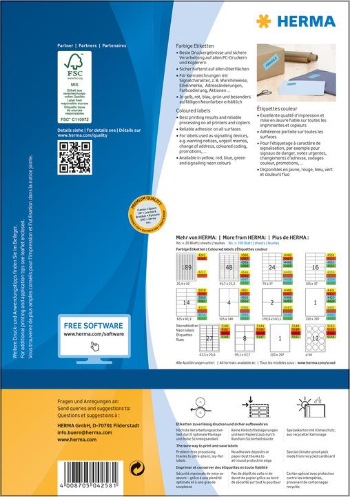 Produktbild HERMA Farbige Etiketten A4