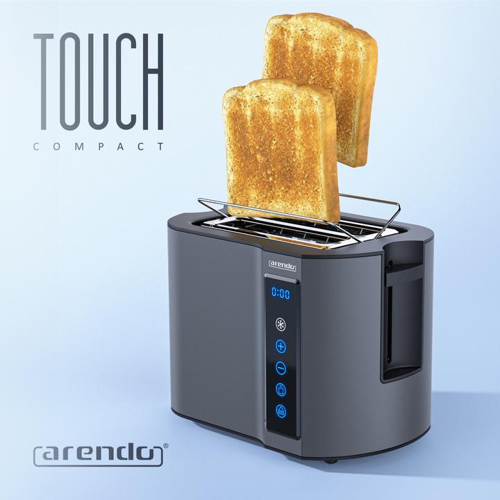 Produktbild Arendo Toaster Edelstahl 2 Scheiben Kurzschlitz, Display mit Restzeitanzeige, Touchpanel, Brötchenaufsatz