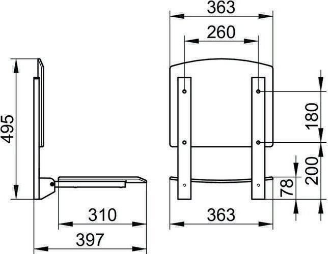 Image du produit Keuco Siège rabattable PLAN CARE SiFl 363mm Alu sil-elo/we (110 kg)