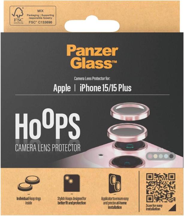 Productafbeelding PanzerGlass Hoepels Camera Lens Beschermer (1 Stuk, Apple iPhone 15, Apple iPhone 15 Plus)