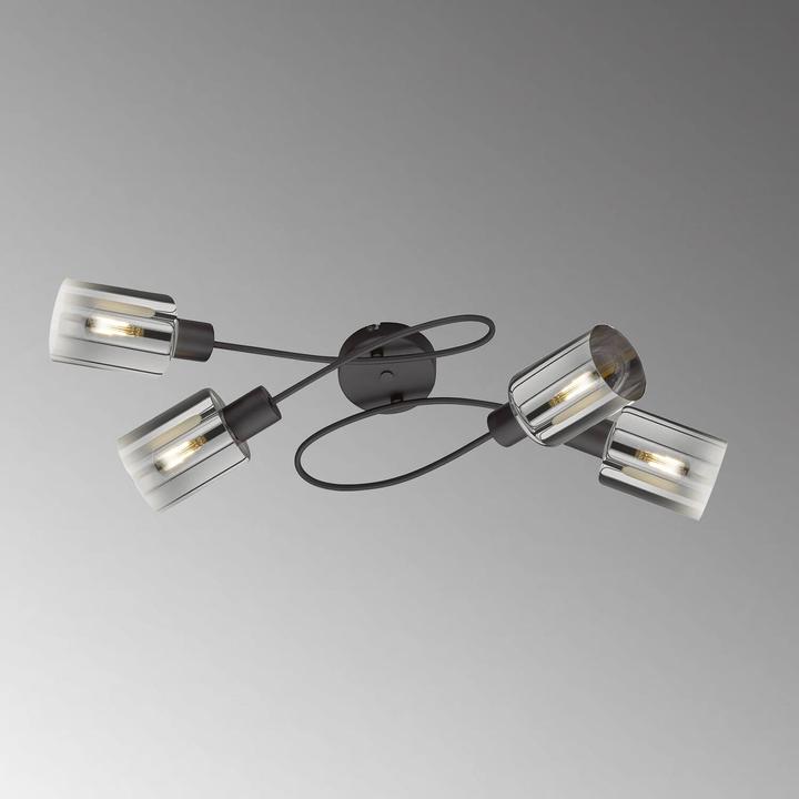 Produktbild Fischer & Honsel Honsel Deckenleuchte Iska - sandschwarz/Glas rauchfarben, zu klar (21321) (4 lm, E14)