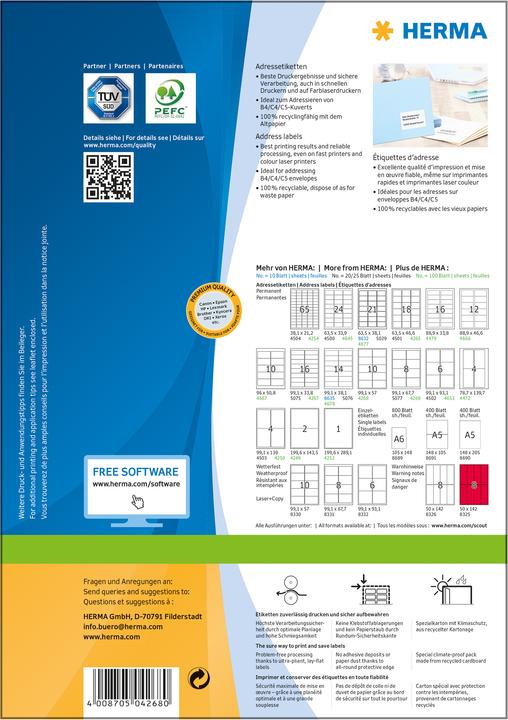 Actual product image HERMA Address labels A4