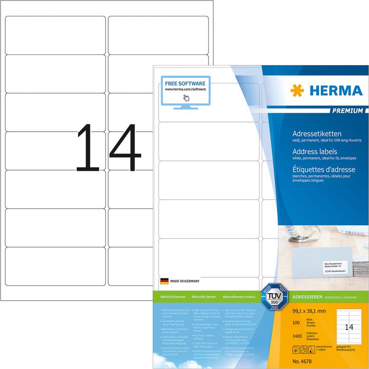 Actual product image HERMA Address labels A4