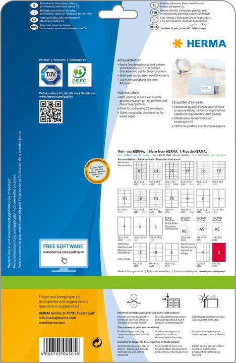 Actual product image HERMA Universal labels A4