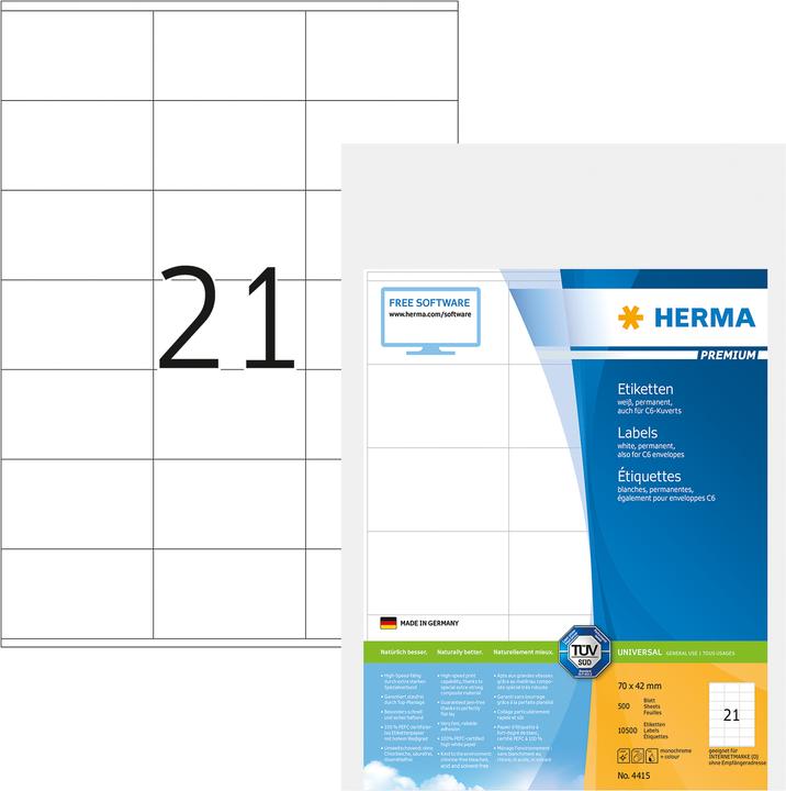 Produktbild HERMA Universal Etiketten A4