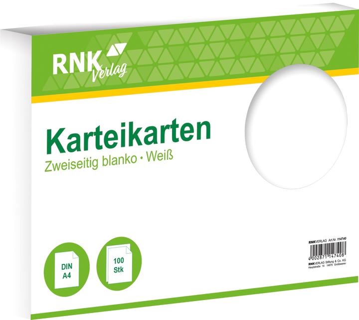 Rnk Karteikarten blanko A4 (A4, 205 g/m², 100 x)