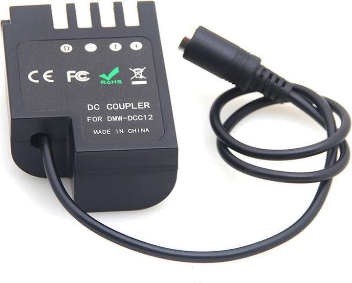 Produktbild Caruba Panasonic DMW DCC12 Volldecodierung Dummy Batterie (gerades Kabel) (Kamera Akku)