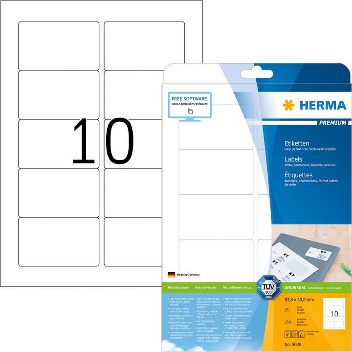 Produktbild HERMA Universal Etiketten A4