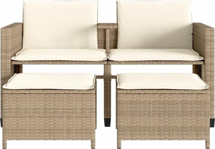 Produktbild VidaXL Gartensofa 2-Sitzer mit Tisch und Hockern