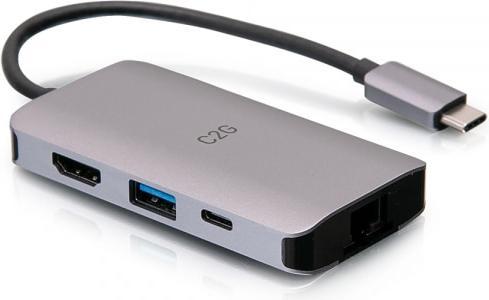 Produktbild C2G USB C Dock with HDMI, USB, Ethernet, USB C & Power Delivery up to 100W (USB-C, 4 Ports)