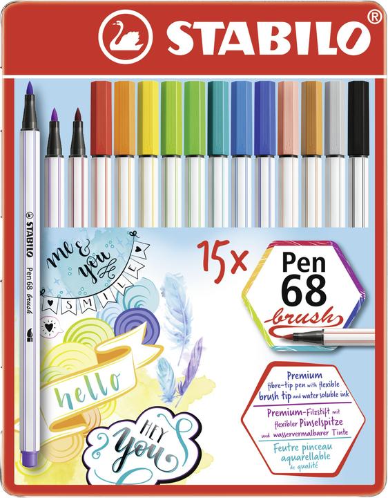 Image du produit STABILO Pen 68 brush Stylo feutre Premium (Trié, 15 x)