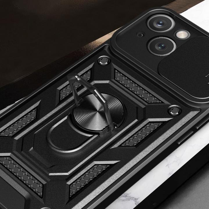 Immagine prodotto Hurtel Custodia Hybrid Armor Camshield con supporto e copertura per fotocamera per iPhone 15 - rosa (Apple iPhone 15)