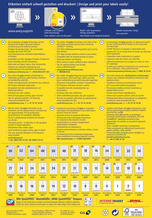 Image du produit Avery Étiquettes universelles