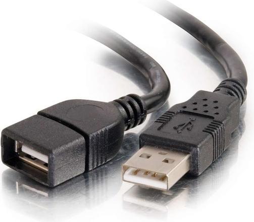 Produktbild C2G 2 m (6.6ft) Verlängerungskabel USB 2.0-A Stecker zu A-Buchse – Schwarz (2 m, USB 2.0)