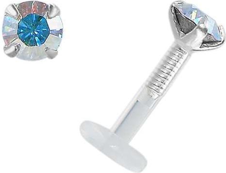 Bijouteria Piercing für Lippe/Tragus (Bioplast, Silber 925, Swarovski Kristall)