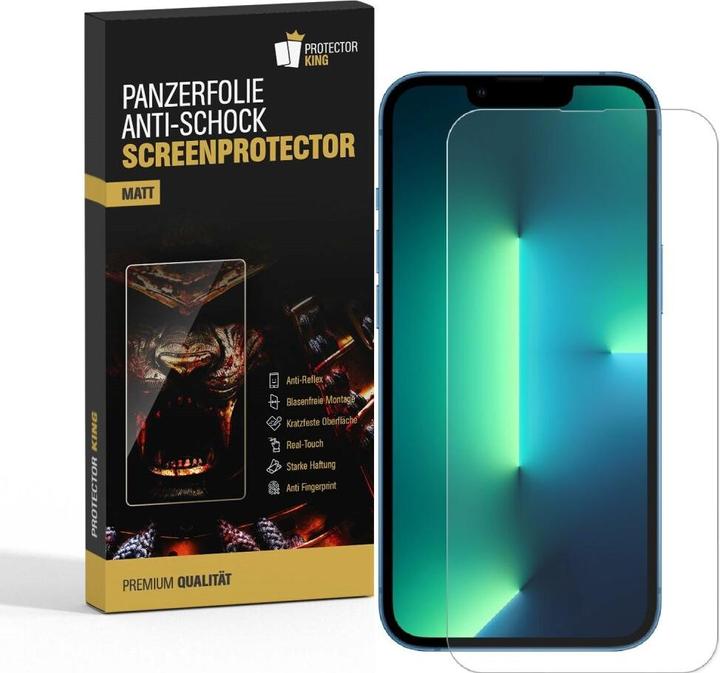 Protectorking 4x Panzerfolie Anti-Shock matt entspiegelt (4 Stück, Apple iPhone 13 Pro)