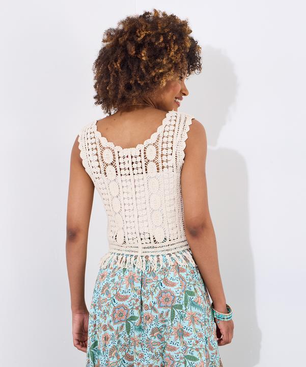 Actual product image Joe Browns Neutral Tassel Crochet Waistcoat (L)