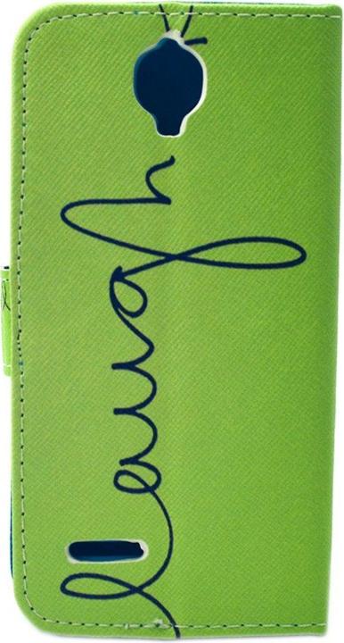 Produktbild König Design Handyhülle Tasche für Handy Alcatel OneTouch Fire E Schriftzug Laugh / Lachen Grün (Alcatel One Touch Fire)