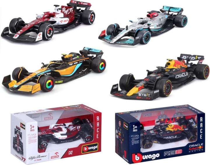Actual product image Bburago F1 model cars without helmet