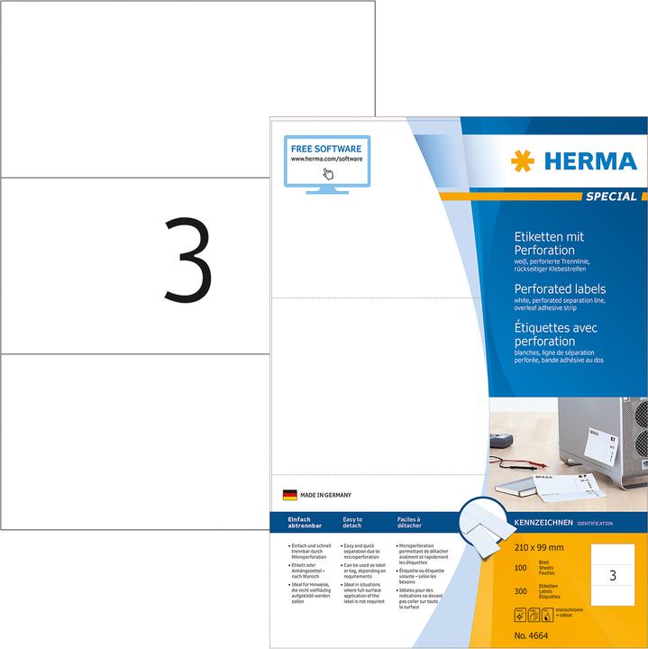 Produktbild HERMA Etiketten A4 perforiert