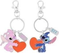 Peers Hardy Disney Stitch & Angel Kids Cartoon BFF Heart Charm 2Pcs Keychain Set