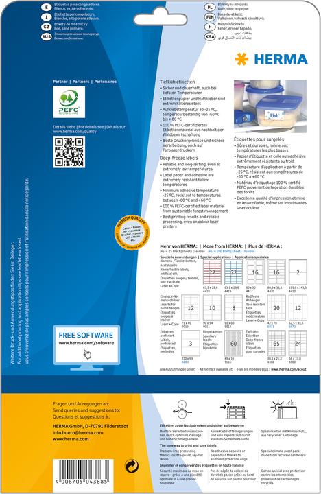 Actual product image HERMA Freezer labels A4