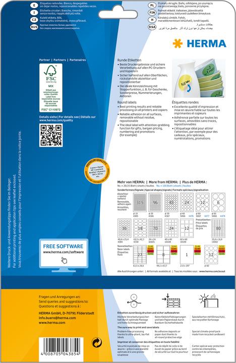 Image du produit HERMA Étiquettes détachables A4