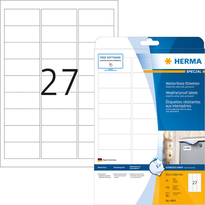 Actual product image HERMA Weatherproof inkjet labels A4