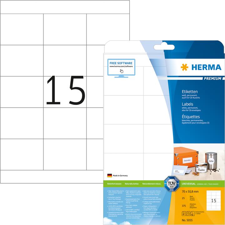 Produktbild HERMA Universal Etiketten A4