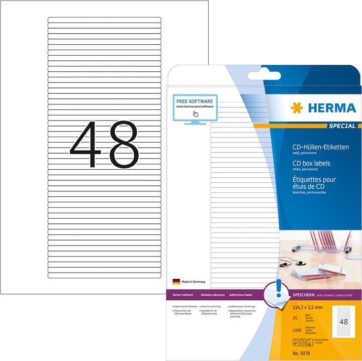 Produktbild HERMA Etiketten für CD Hüllen A4