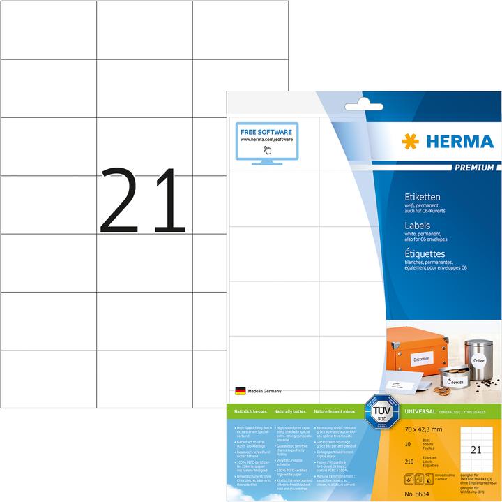 Produktbild HERMA Universal Etiketten A4