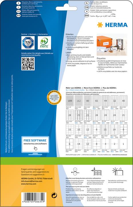 Produktbild HERMA Universal Etiketten A4