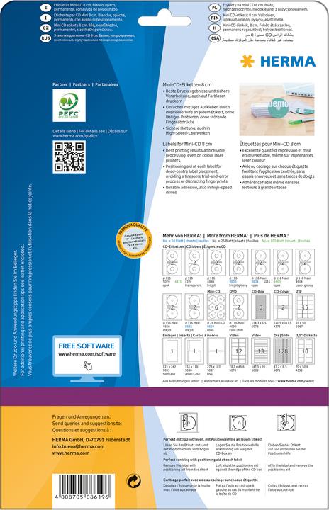 Produktbild HERMA Mini CD Etiketten A4